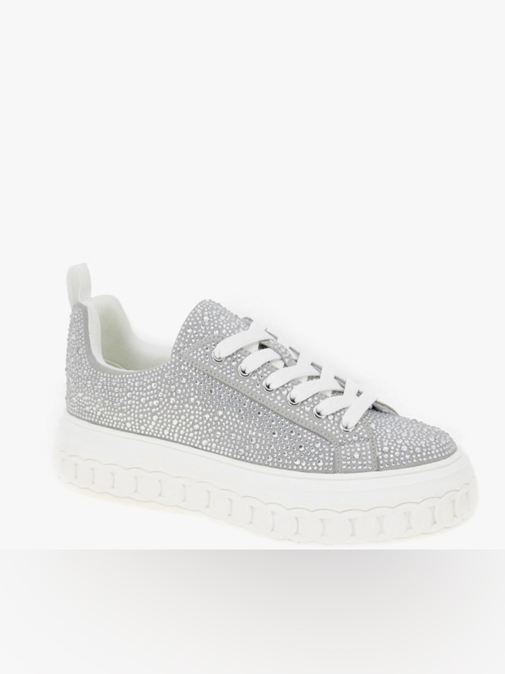 BCBGeneration Silver Rhinestone Platform Lace-Up Sneakers NWOT